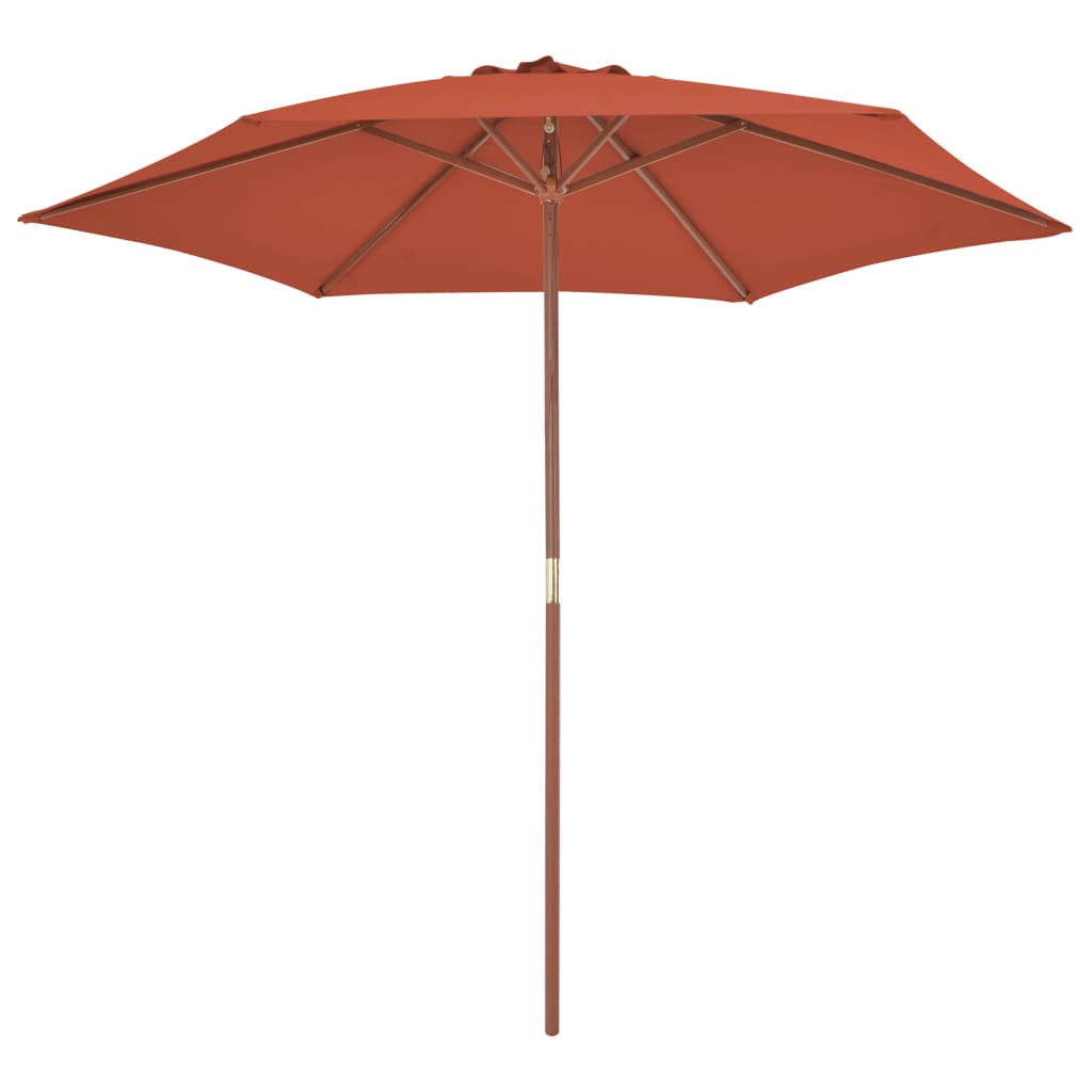vidaXL Parasol d'extérieur avec mât en bois 270 cm Terre cuite
