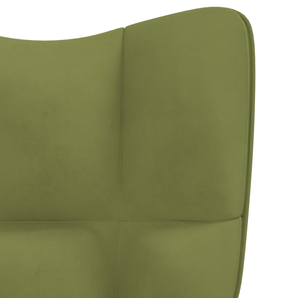 vidaXL Chaise à bascule avec repose-pied Vert clair Velours