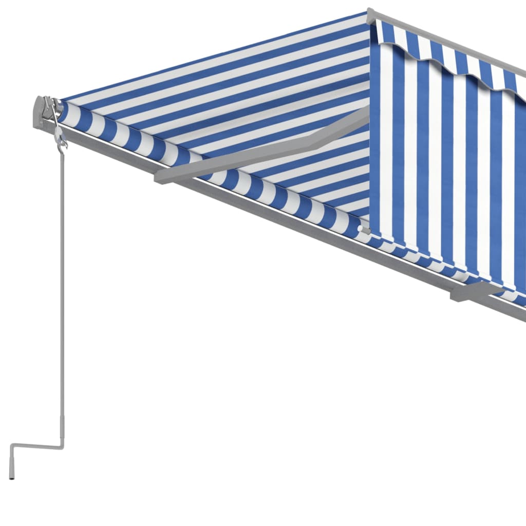 vidaXL Auvent manuel rétractable avec store 4x3 m Bleu et blanc