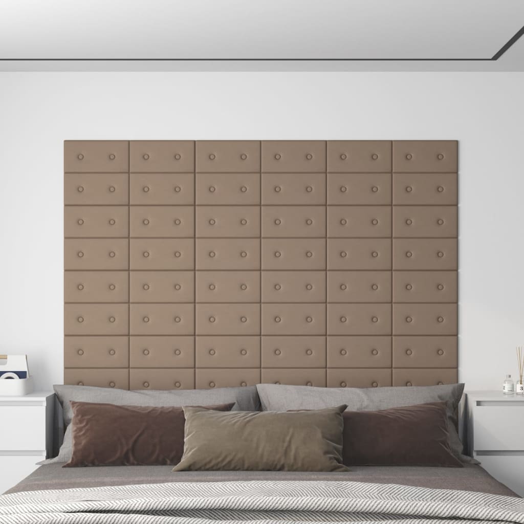 vidaXL Panneaux muraux 12 pcs Cappuccino 30x15 cm Similicuir 0,54 m²