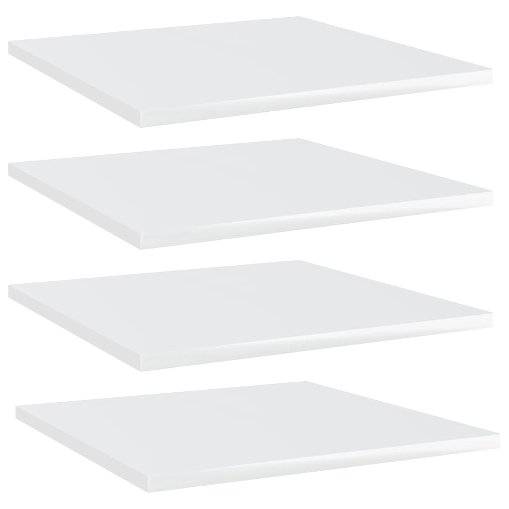 vidaXL Panneaux bibliothèque 4pcs Blanc brillant 40x40x1,5cm Aggloméré