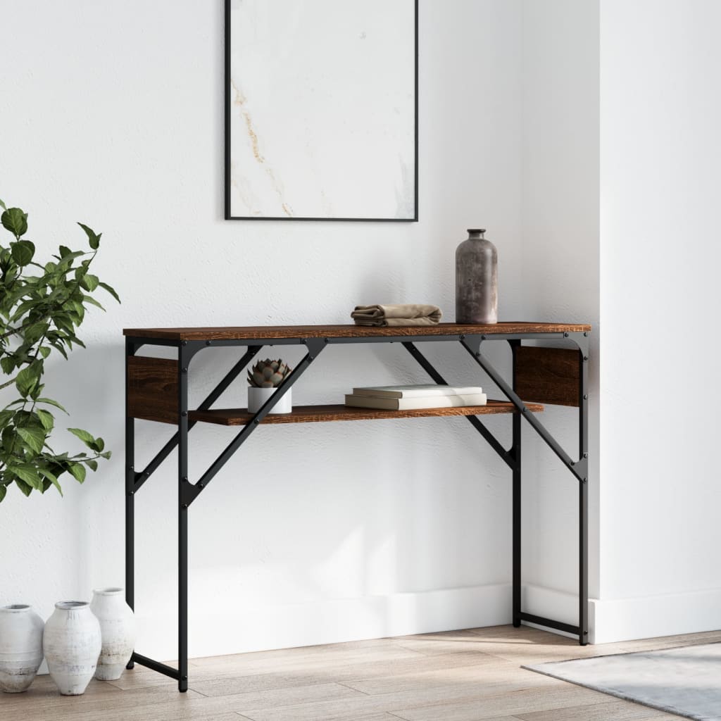 vidaXL Table console avec étagère chêne marron 105x30x75 cm