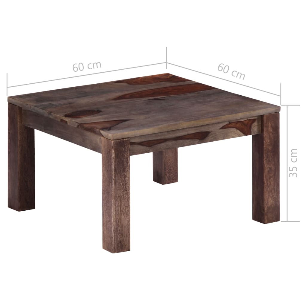 vidaXL Table basse Gris 60 x 60 x 35 cm Bois de Sesham massif