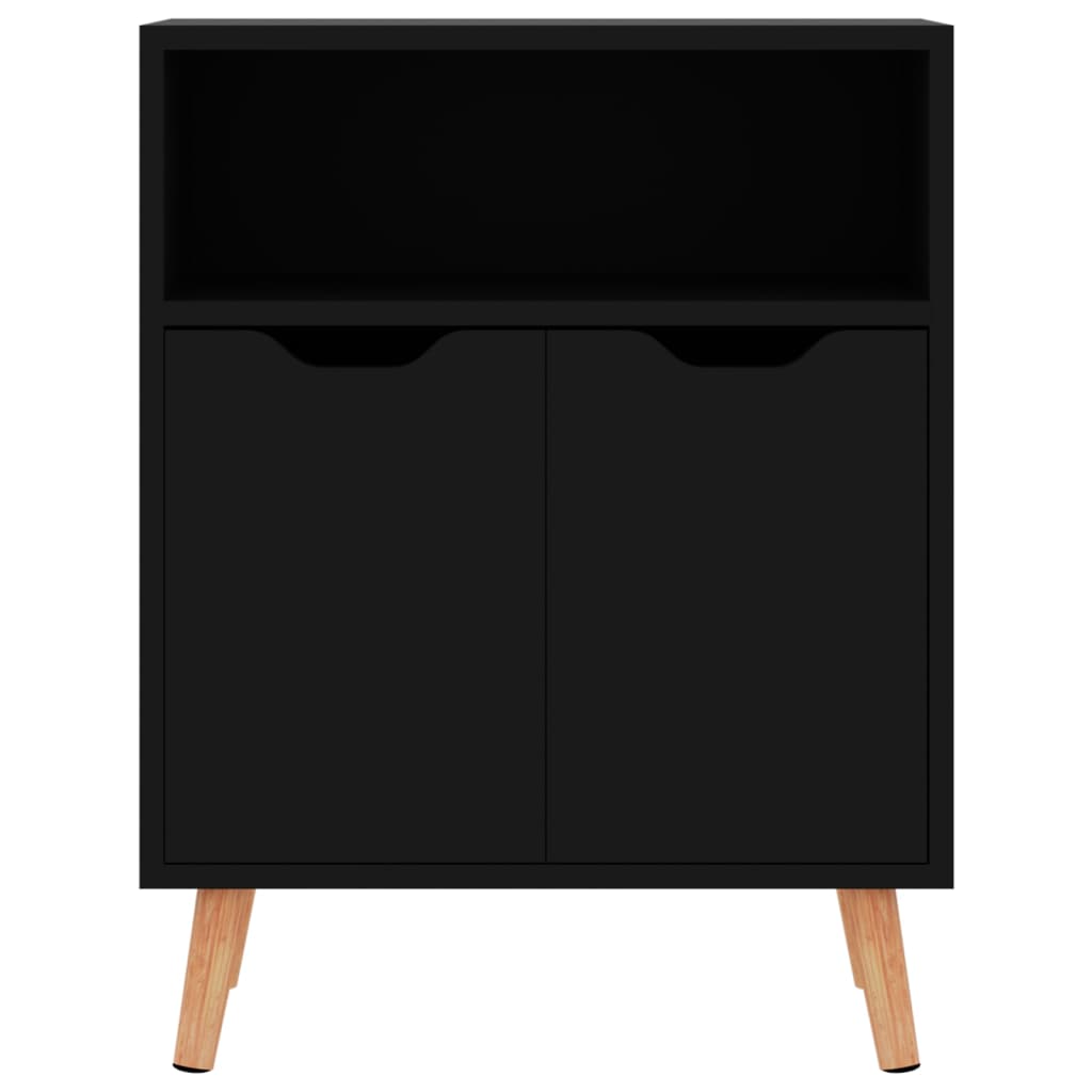 vidaXL Buffet noir brillant 60x30x72 cm bois d'ingénierie