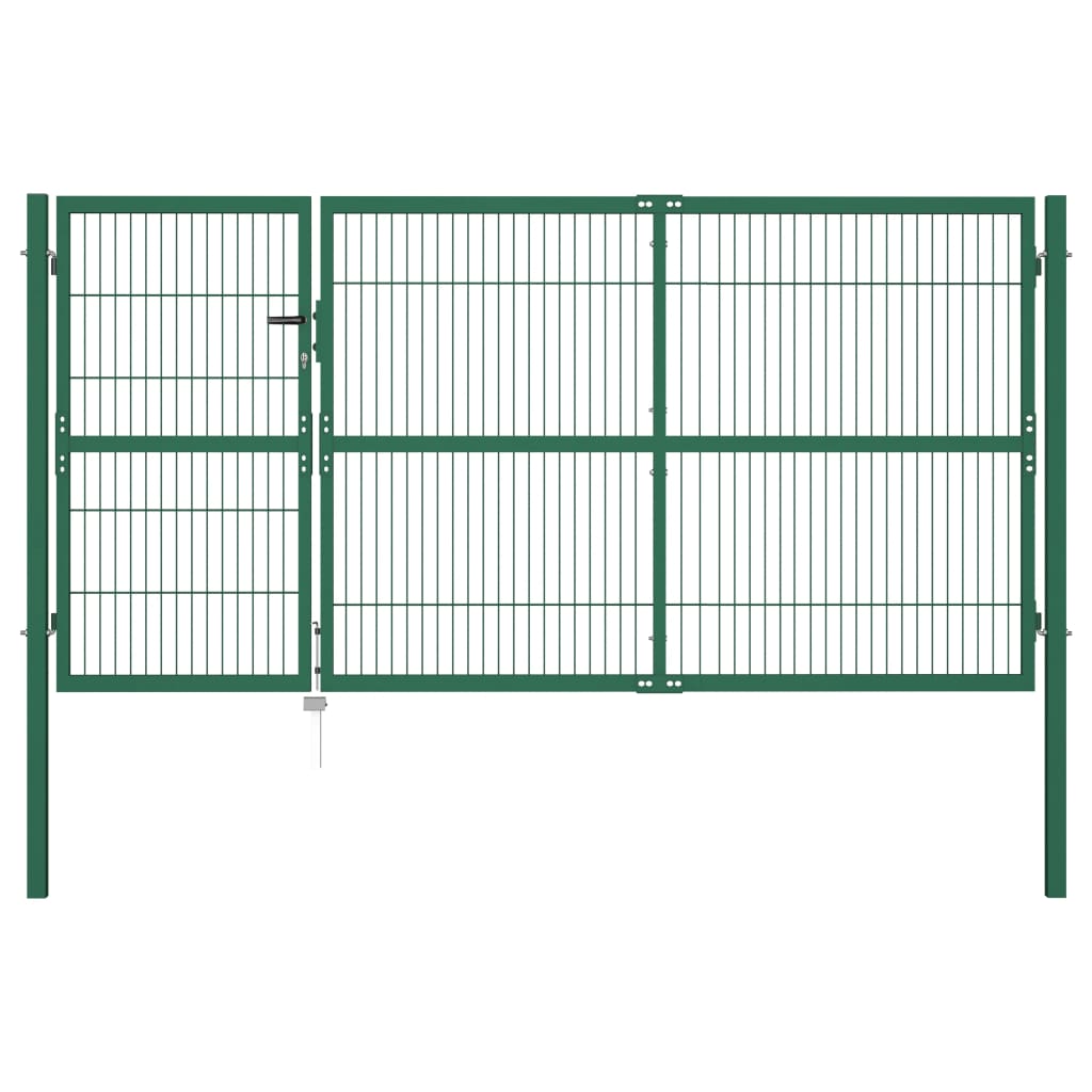 vidaXL Portail de clôture de jardin avec poteaux 350x140 cm Acier Vert