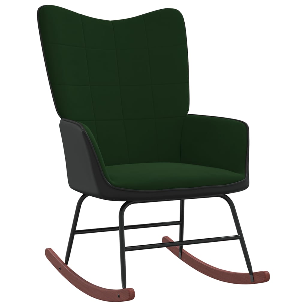 vidaXL Chaise à bascule Vert foncé Velours et PVC