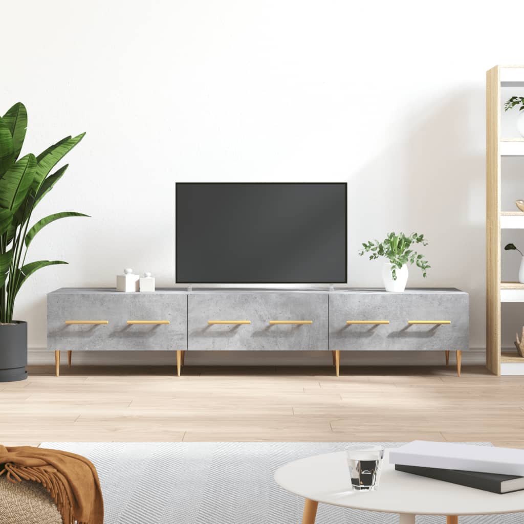 vidaXL Meuble TV gris béton 150x36x30 cm bois d'ingénierie