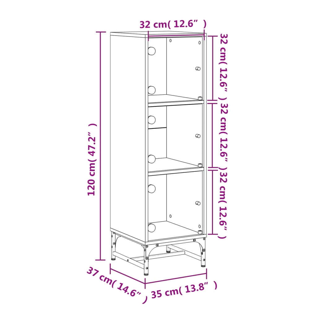 vidaXL Buffet avec portes en verre blanc 35x37x120 cm