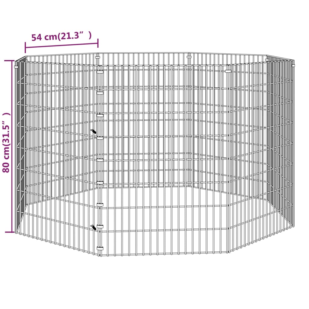 vidaXL Cage à lapin 8 panneaux 54x80 cm Fer galvanisé