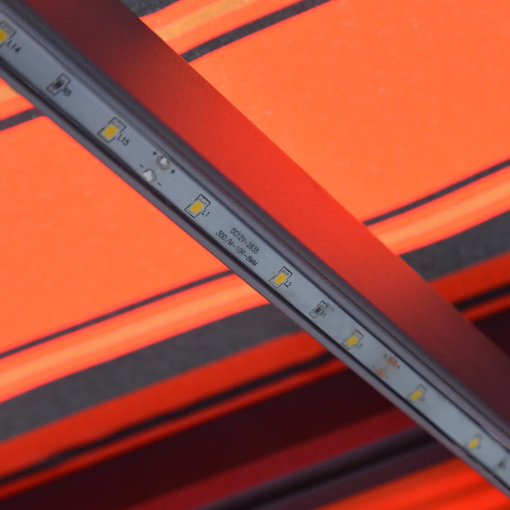 vidaXL Auvent manuel rétractable avec LED 350x250 cm Orange et marron