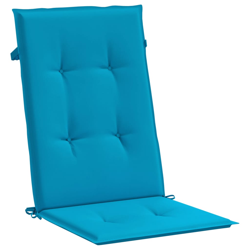 vidaXL Coussins de chaise de jardin à dossier haut lot de 2 bleu tissu