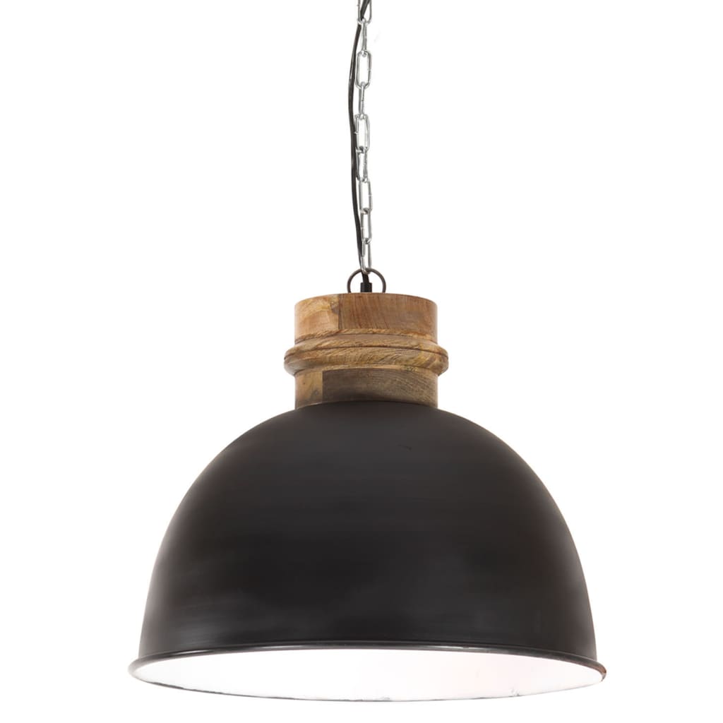 vidaXL Lampe suspendue industrielle 25 W Noir Rond Manguier 50 cm E27